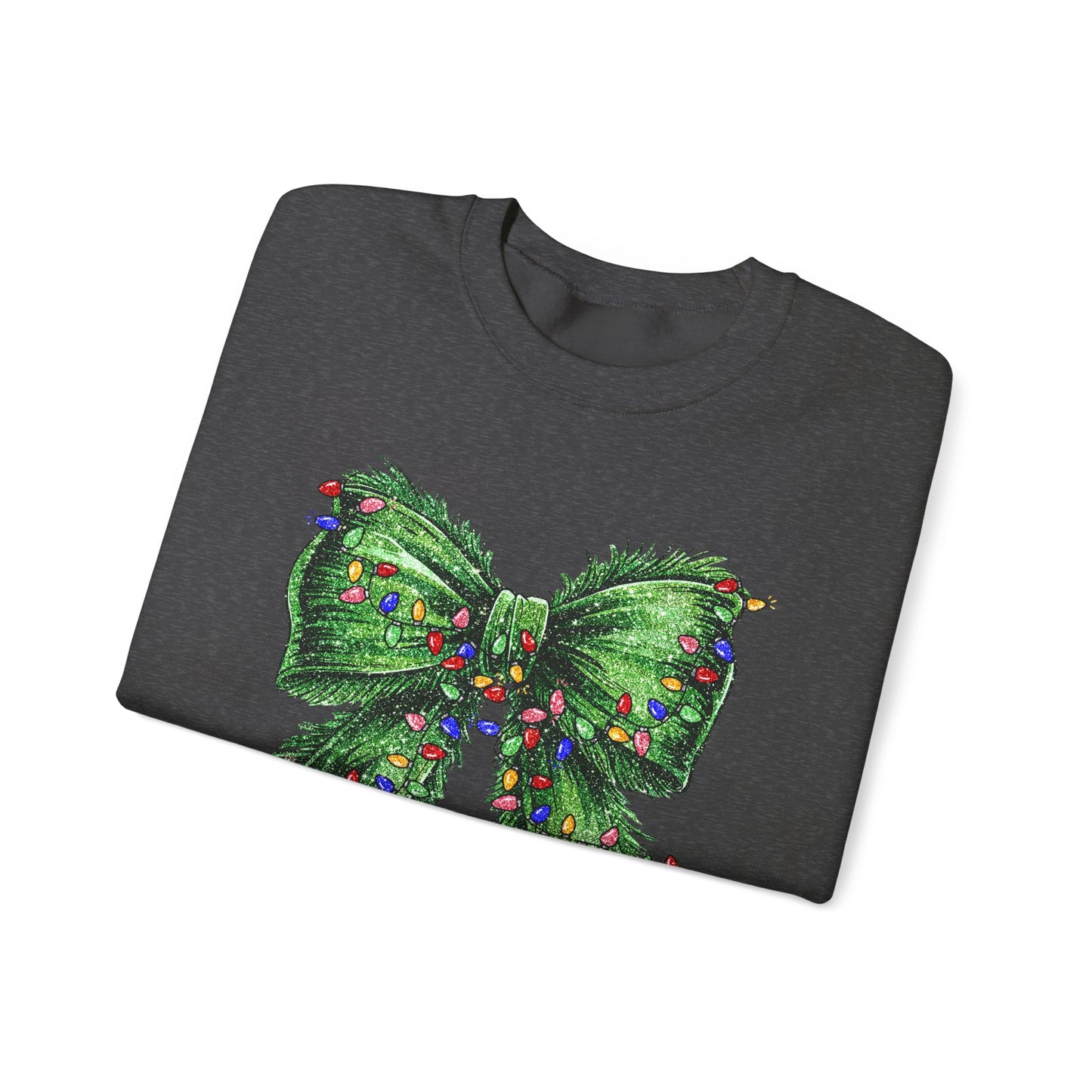 Festive Green Christmas Bow Lights Sweatshirt