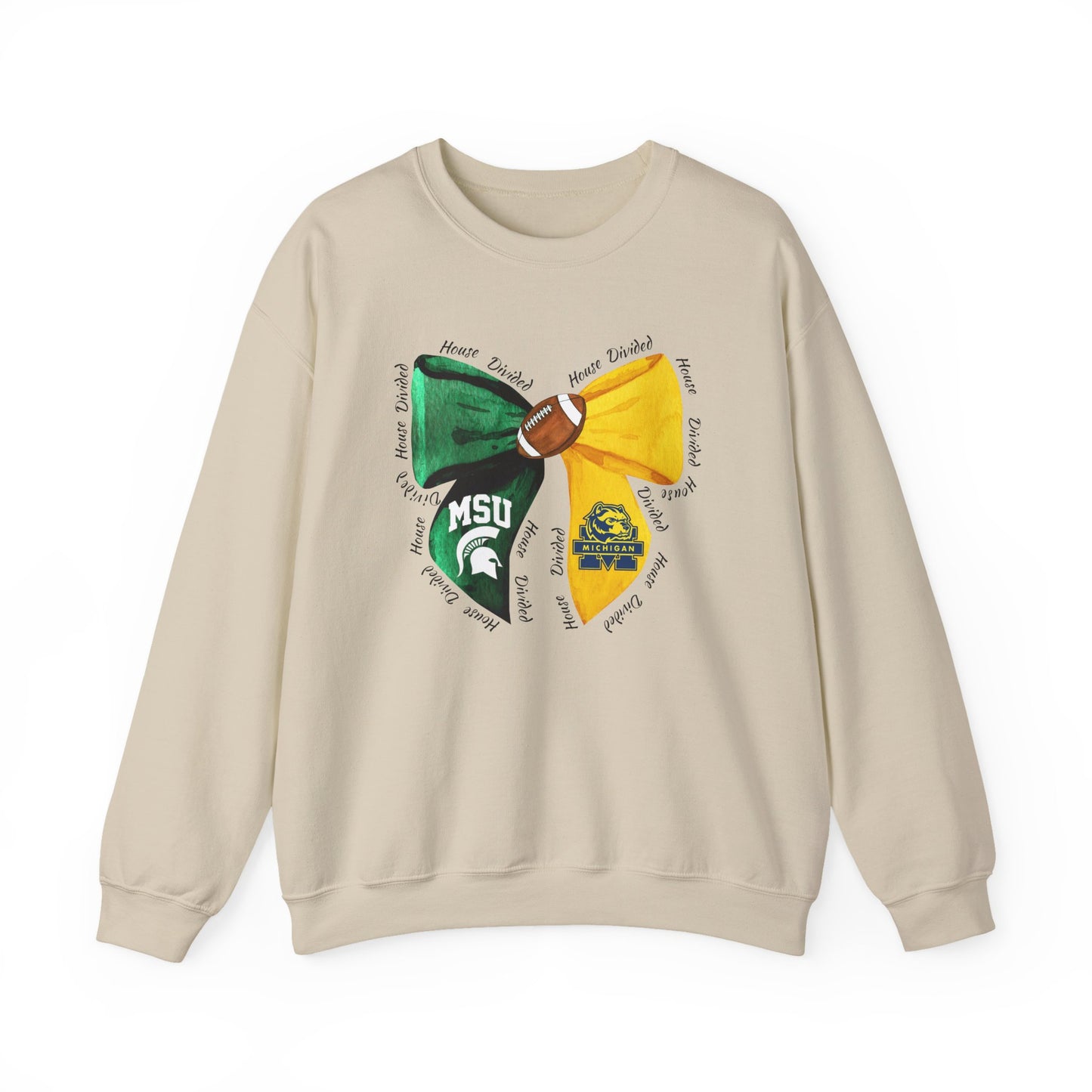 Michigan vs Michigan State House Divided Crewneck Sweatshirt | Wolverines vs Spartans Rivalry Sweatshirt | College Game Day Apparel