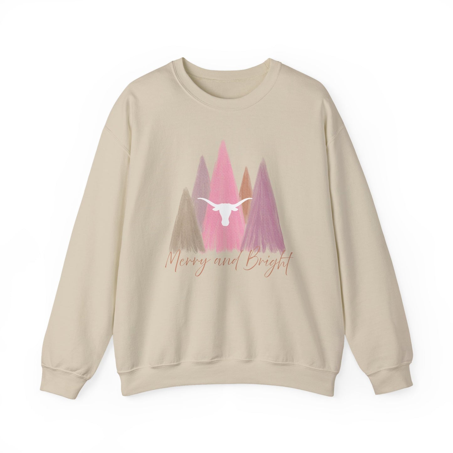 Merry and Bright Sweatshirt | Pastel Christmas Crewneck | Texas-Inspired Holiday Top