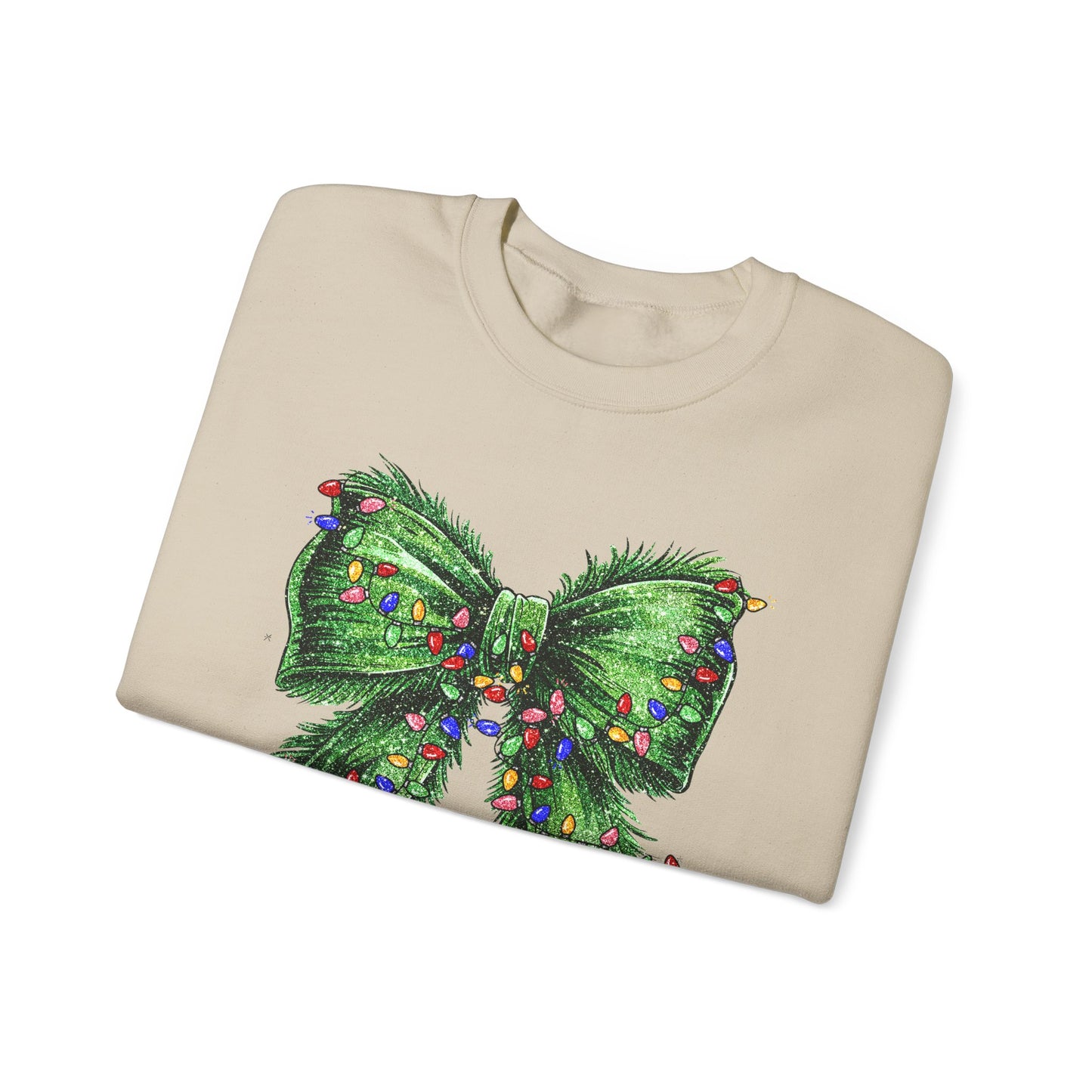 Festive Green Christmas Bow Lights Sweatshirt