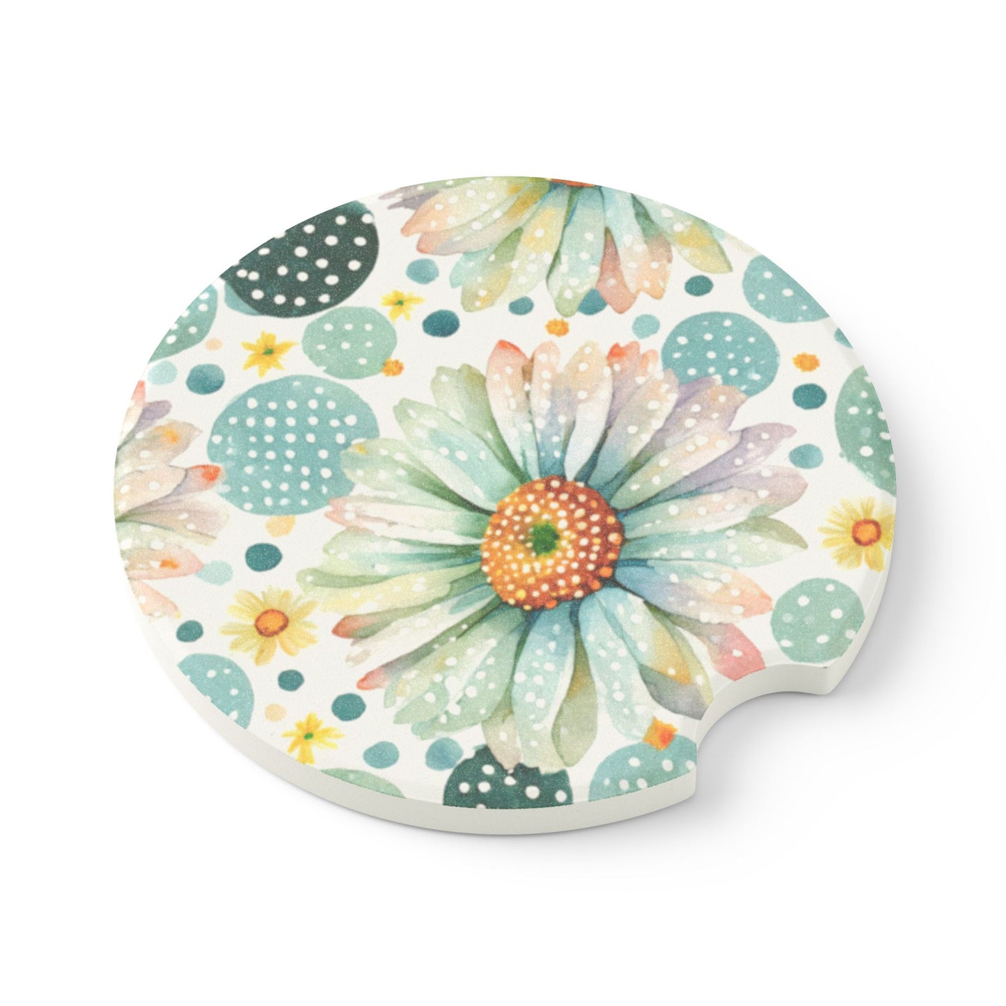 Daisy Car Coaster, Daisy Print Car Coaster | Cute Car Accessory | Fun Gift for Friends & Family | Vehicle Accessories, Car Coaster