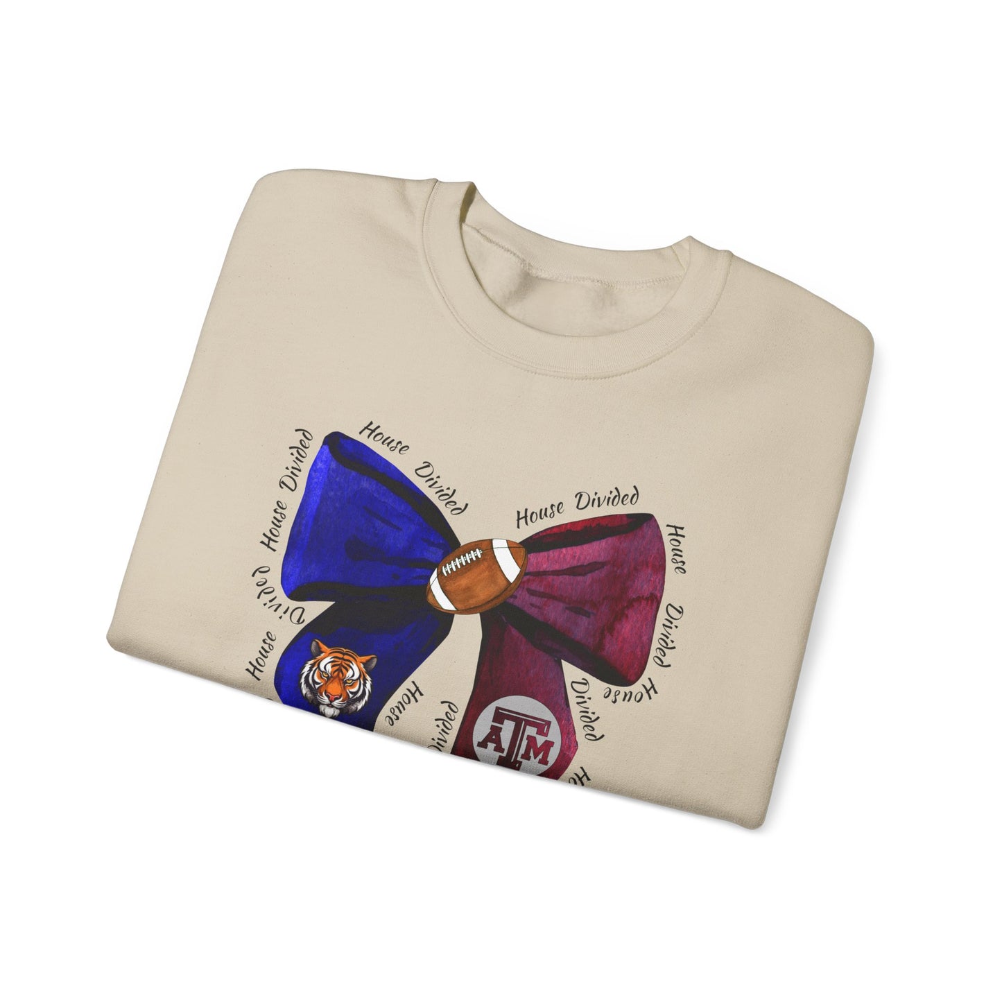 House Divided Bow Crewneck – Tigers vs Aggies | College Rivalry Game Day Sweatshirt | House Divided Apparel