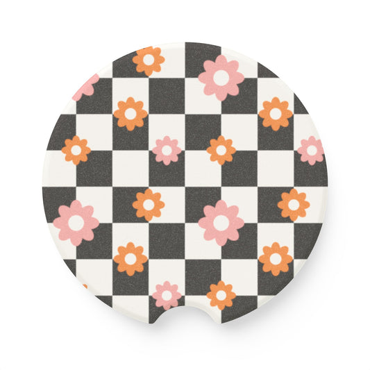 Daisy Car Coaster, Daisy Print Car Coaster | Cute Car Accessory | Fun Gift for Friends & Family | Stocking Stuffer, Car Coaster