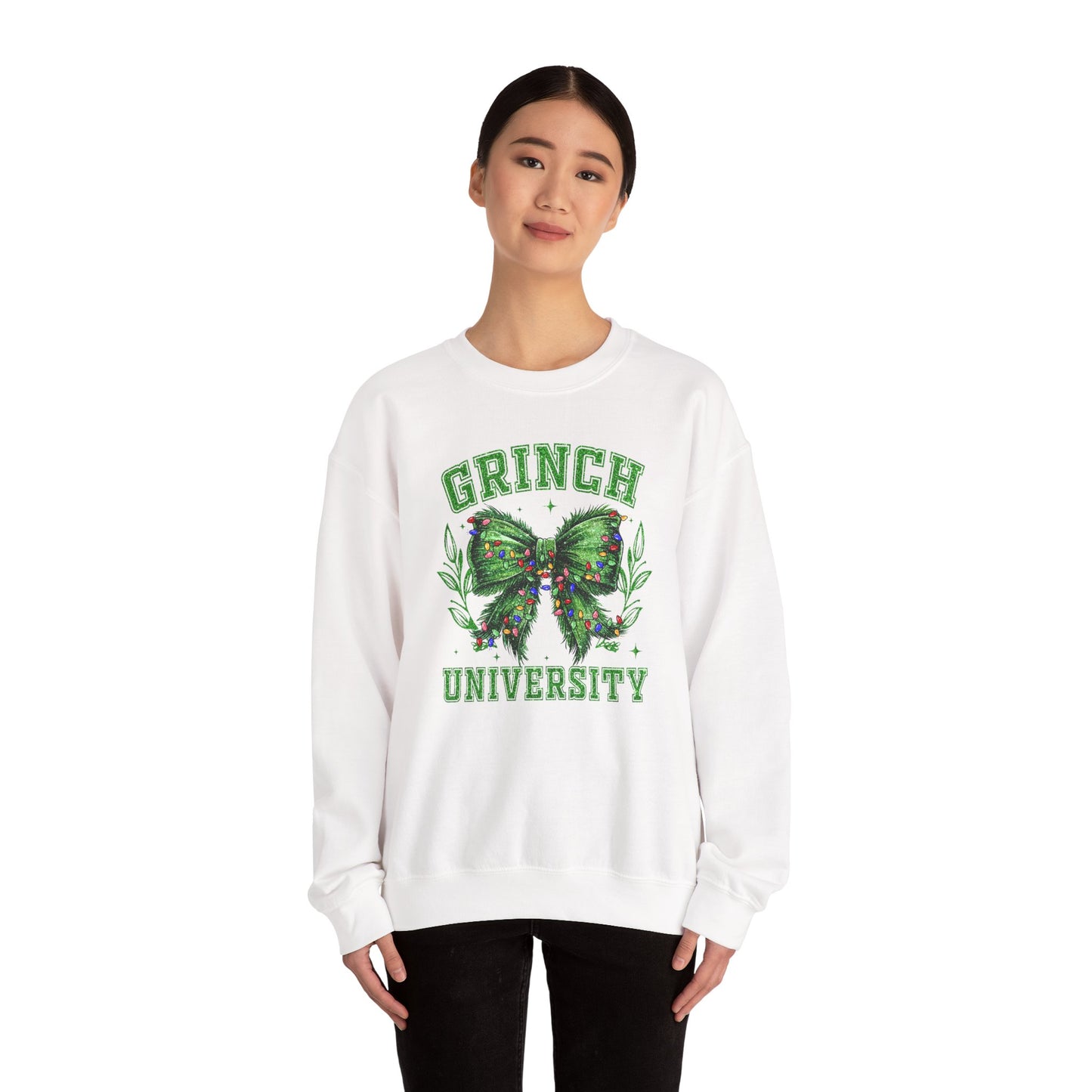 Festive Green Mischief University Christmas Sweatshirt, Funny Xmas Apparel, Mean One, Comfy Fleece
