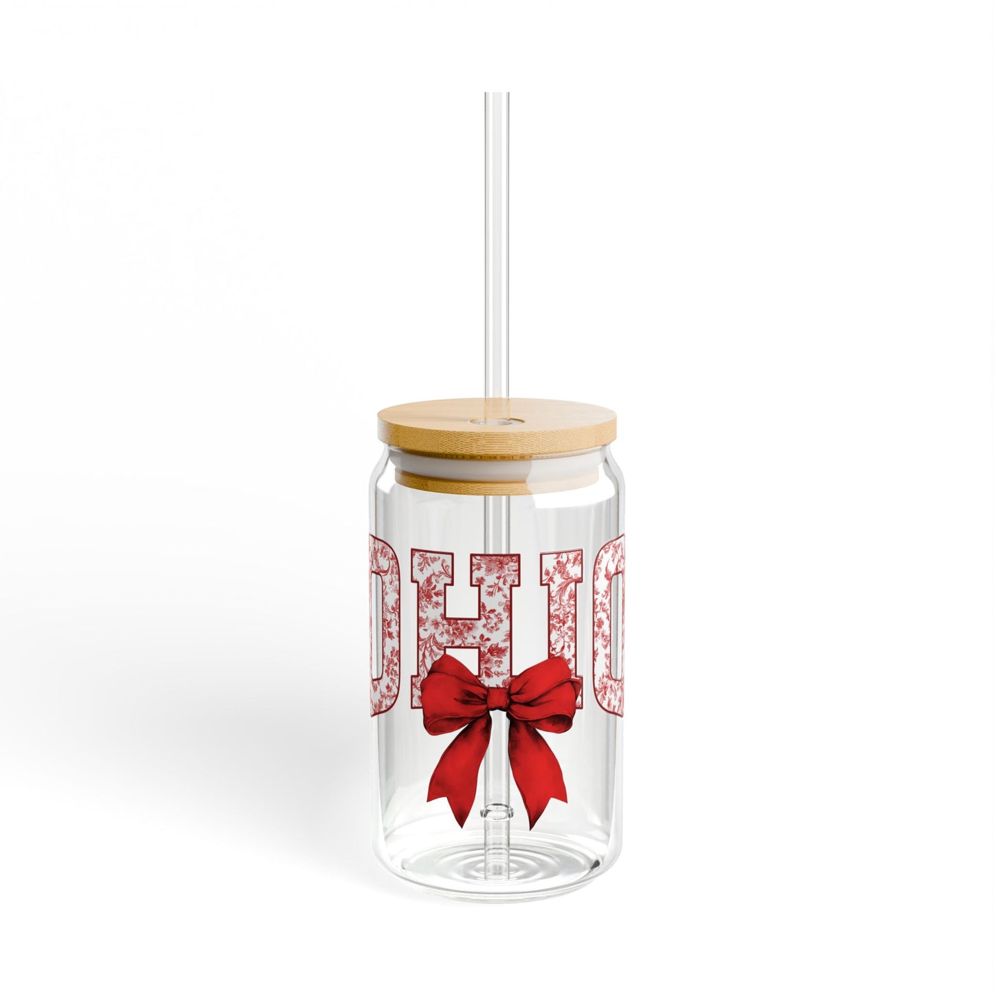 Ohio State University Buckeye 16oz Glass with Cute Bow | Glass Tumbler with straw, Buckeye Tumbler, Ohio State University Glass Tumbler