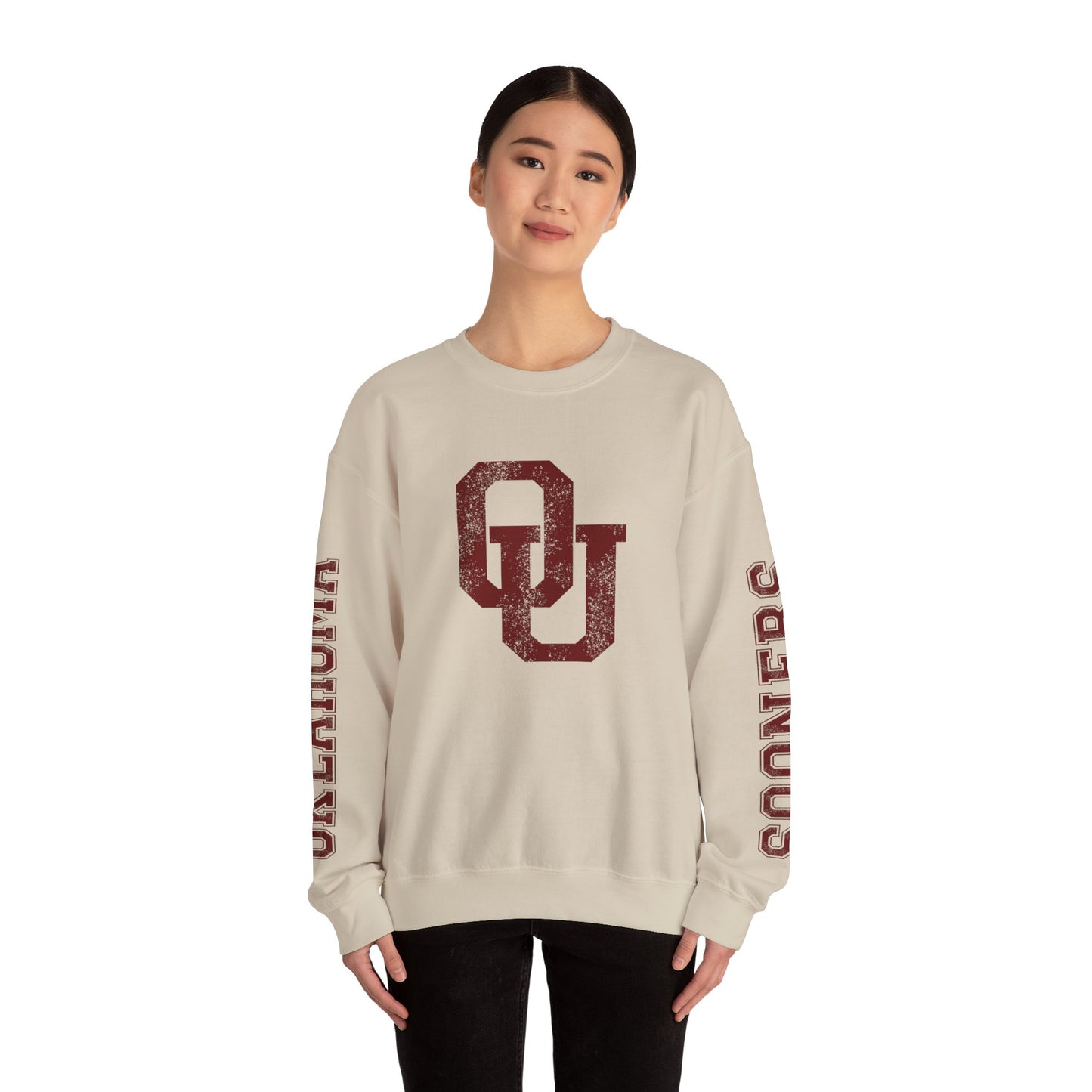 University of Oklahoma Sooners Sweatshirt | Oklahoma & Sooners Sleeve Print, Oklahoma Sooners Crewneck | Printed Sleeve Game Day Sweatshirt