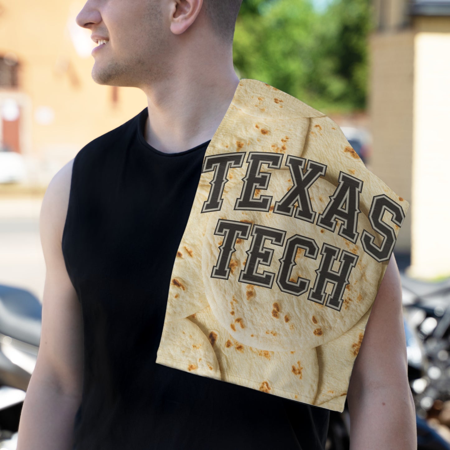 Tortilla Toss Rally Towel | Lubbock Game Day Spirit Towel | Funny College Sports Gift | Red and White Tailgate Accessory | Texas Pride