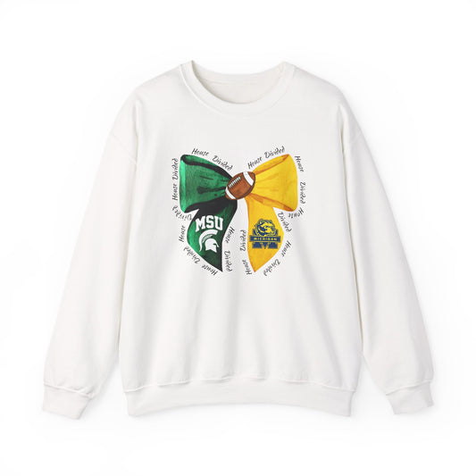 Michigan vs Michigan State House Divided Crewneck Sweatshirt | Wolverines vs Spartans Rivalry Sweatshirt | College Game Day Apparel