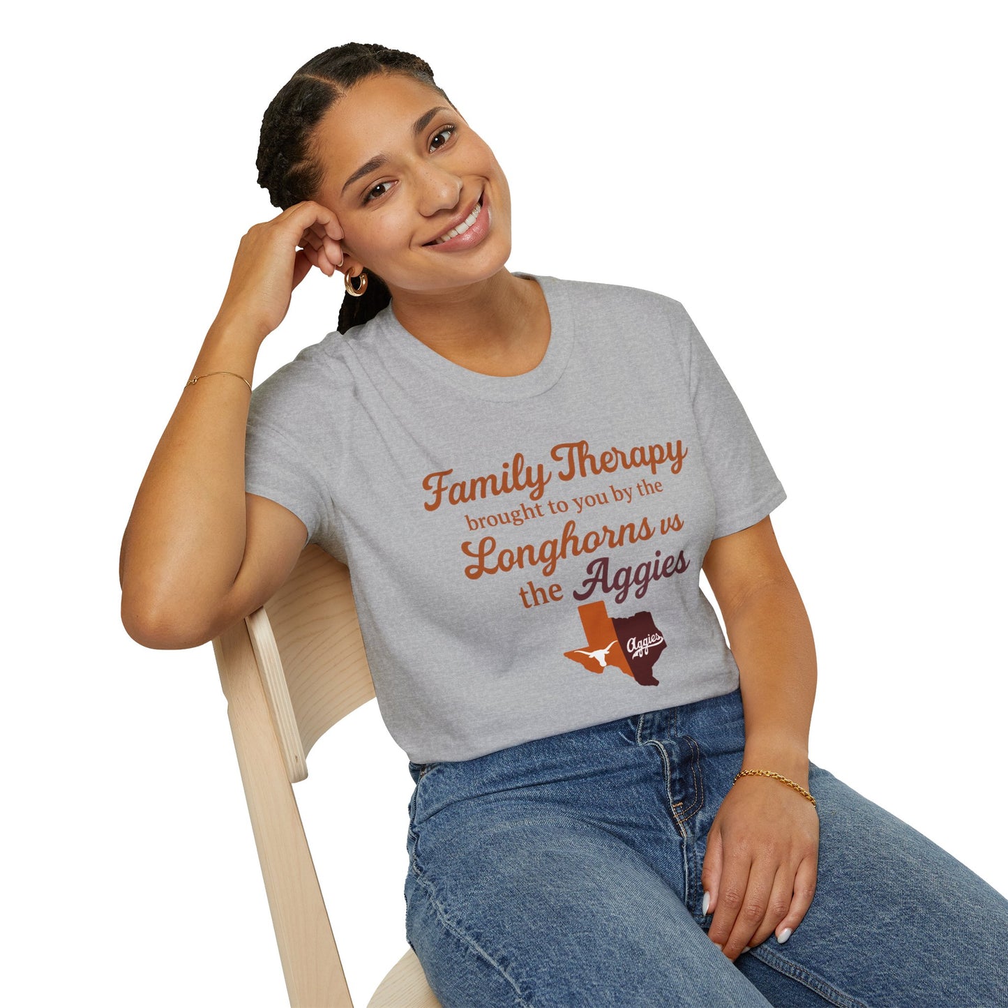 Family Therapy: Longhorns vs. Aggies Tee – Texas Rivalry Game Day Shirt