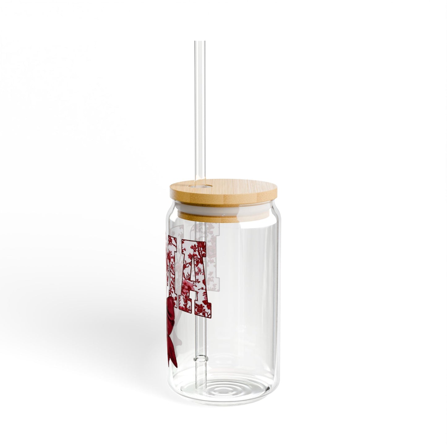 Alabama 16oz Glass with Cute Bow | Glass Tumbler with straw, BAMA Tumbler | Graduation Gift