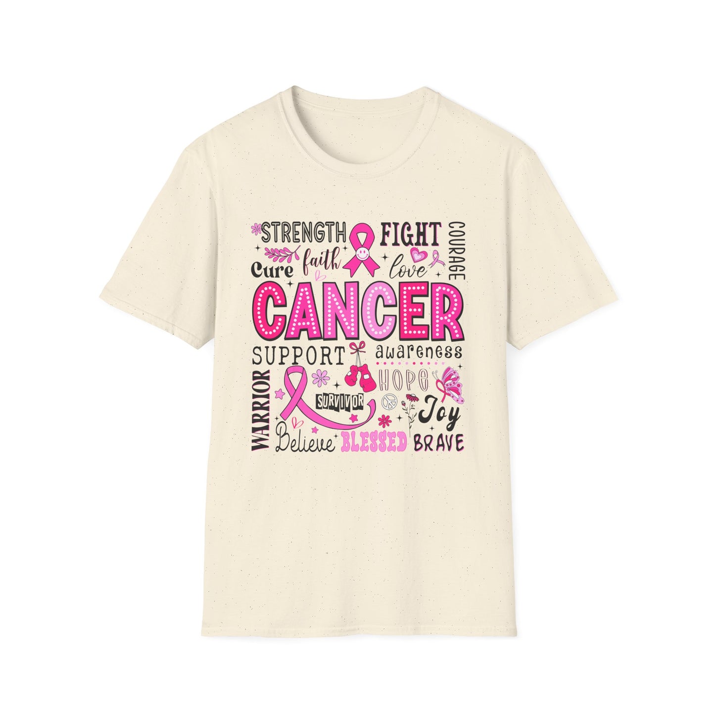 Breast Cancer Awareness, Breast Cancer, Faith, Hope Cure Inspired Softstyle T-Shirt, Inspirational Gift, Cancer Awareness Shirt, Luke 1:37