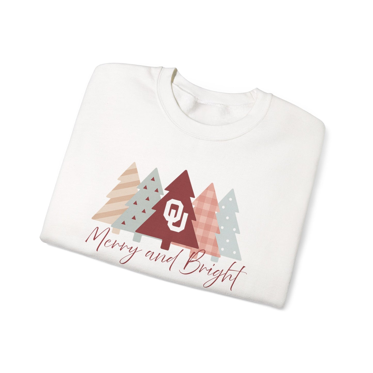 University of Oklahoma Holiday Sweatshirt - Merry and Bright Design, Festive Apparel, Christmas Gift, Sooners, Boomer Sooner Christmas