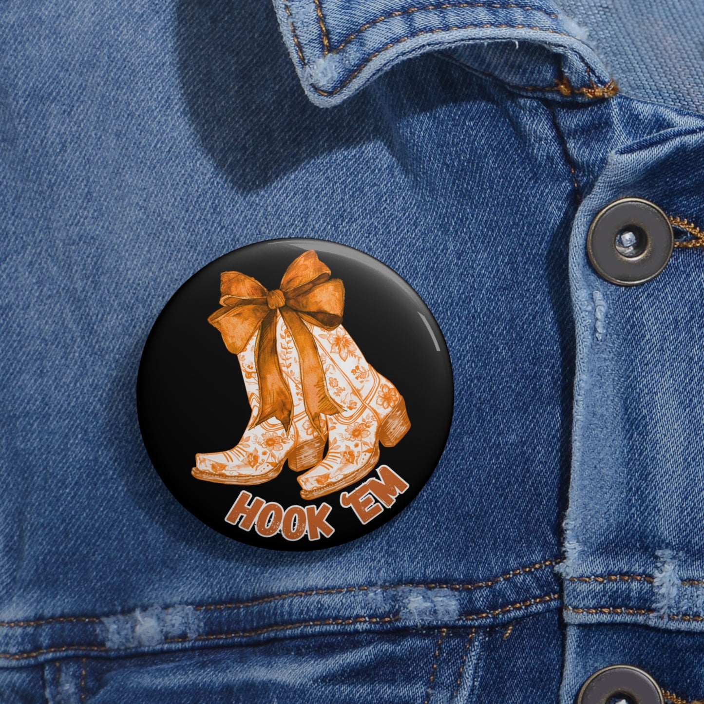 Texas Cowboy Boot Pin | Floral Western Button | Texas-Inspired Game Day Accessory | Game Day Pin | Student Gift