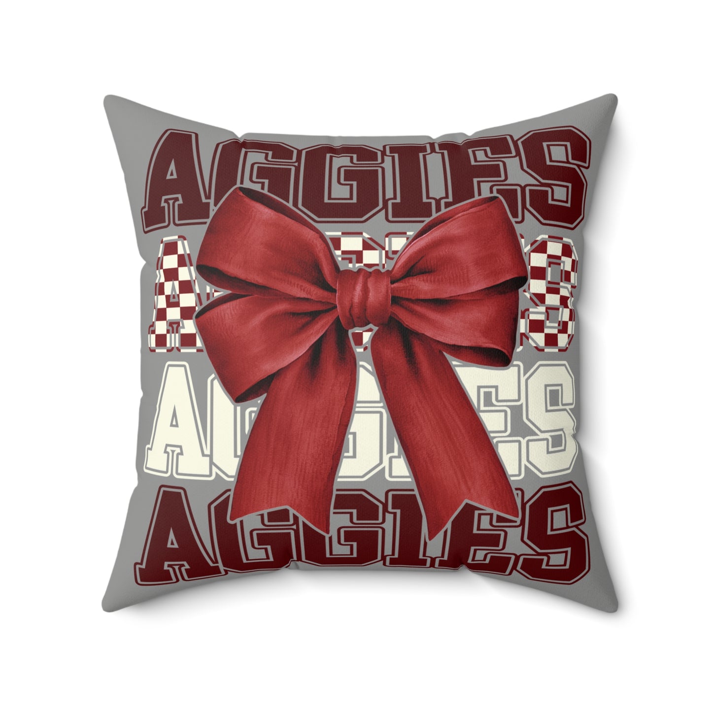 Aggies Faux Suede Throw Pillow, Dorm Decorations, College Gifts Single Side Print, Aggie Pride Home, Maroon Bow College Spirit Throw Pillow