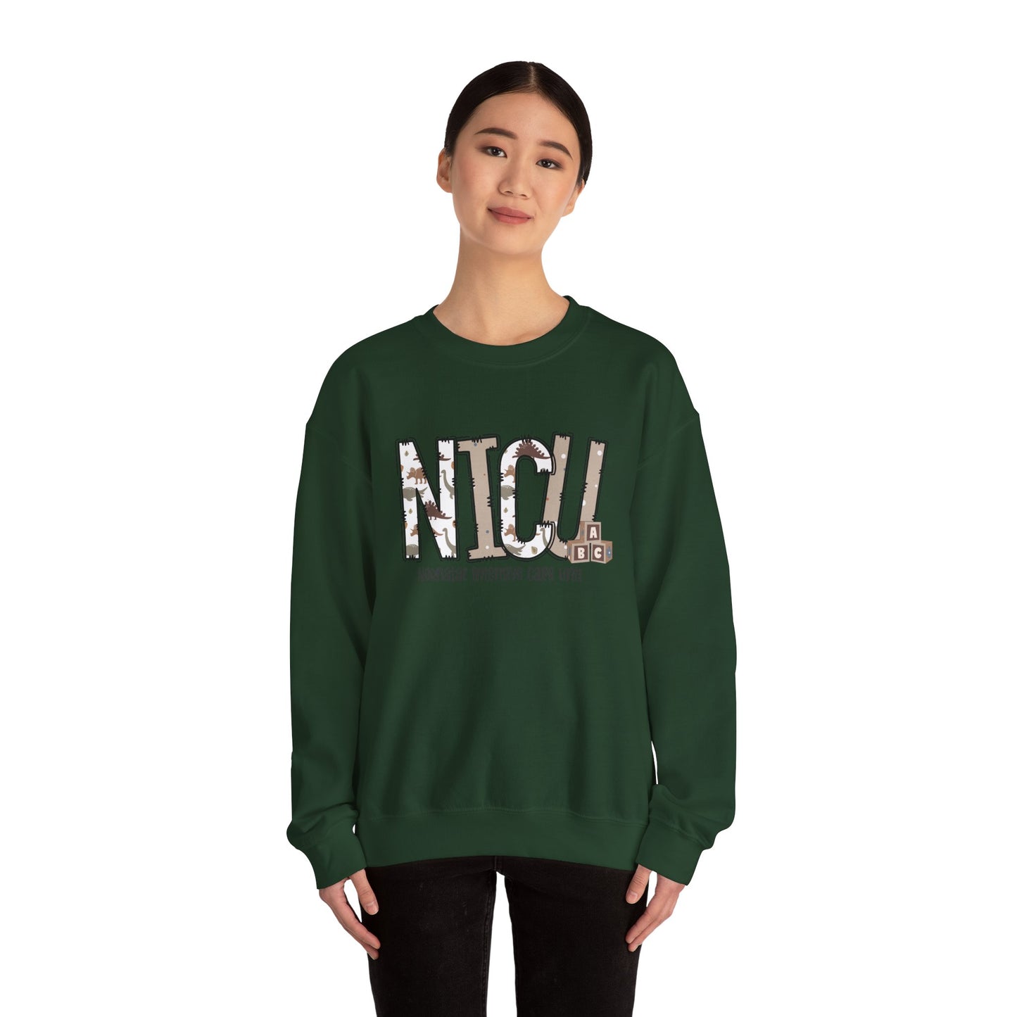 NICU Dino Nurse Crewneck Sweatshirt - Healthcare Worker Gift, Hospital Apparel, Medical Professional Clothing, Nurse Appreciation, RN Gift