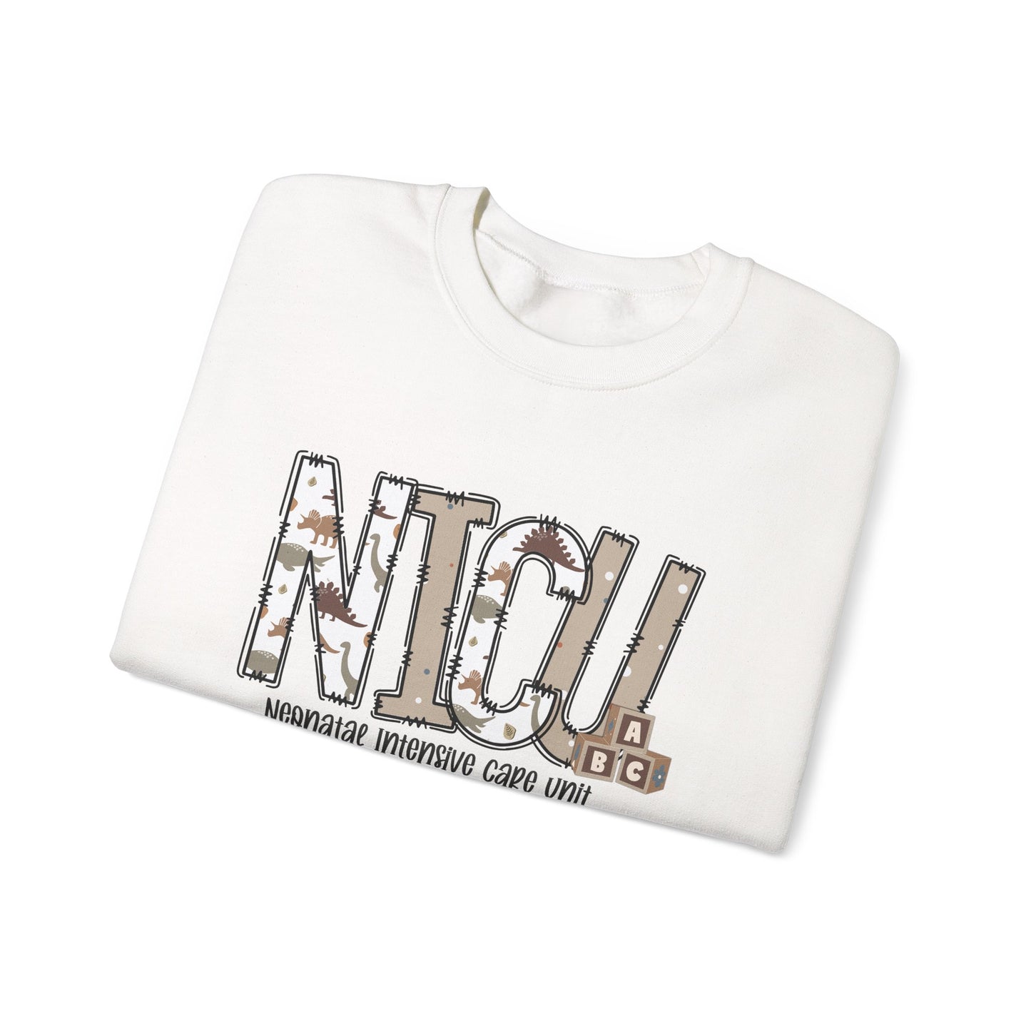 NICU Dino Nurse Crewneck Sweatshirt - Healthcare Worker Gift, Hospital Apparel, Medical Professional Clothing, Nurse Appreciation, RN Gift