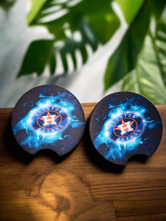 Houston Astros Lightning Strikes Car Coasters