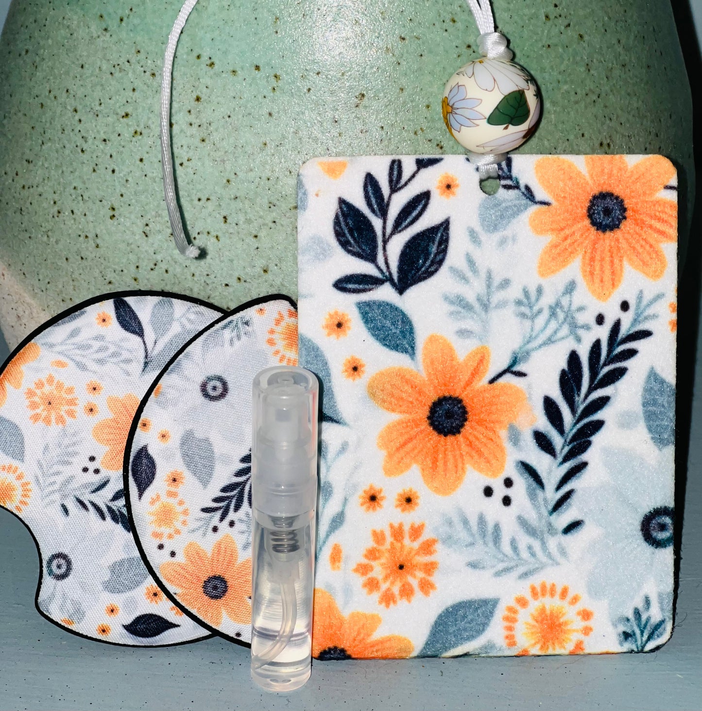Bright Orange Floral Car Coasters