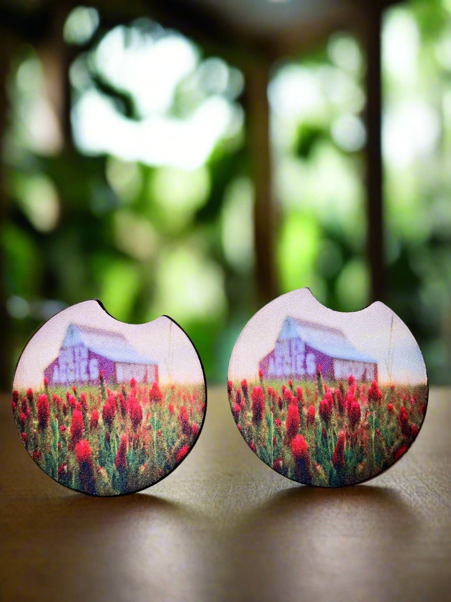 Texas A&M Red Flowers Car Coasters