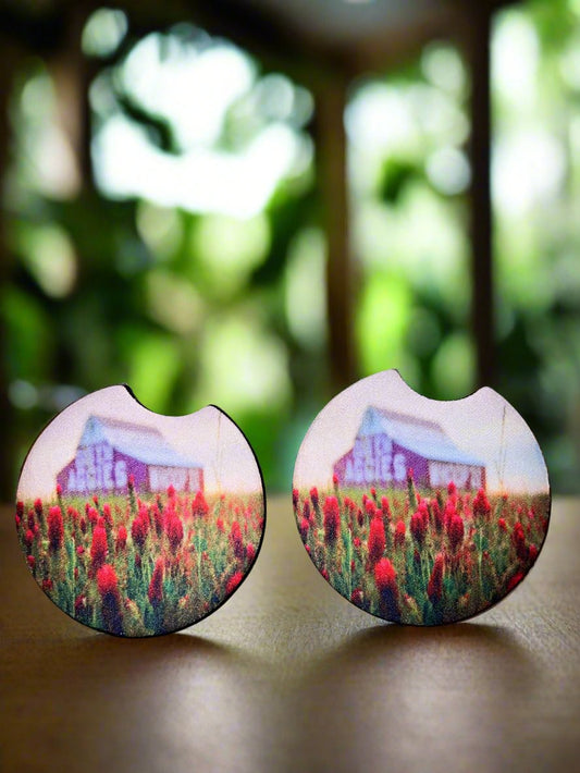 Texas A&M Red Flowers Car Coasters