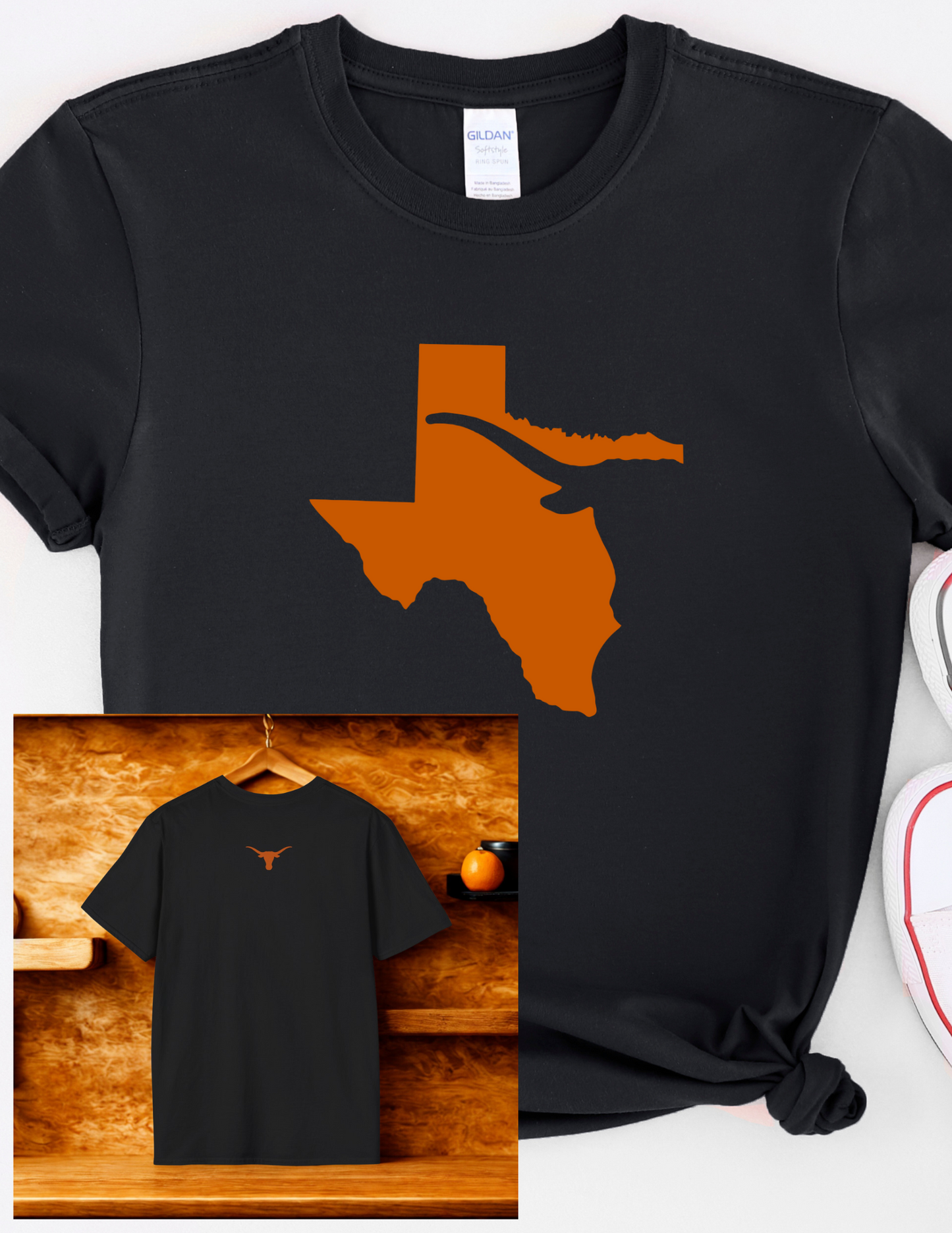Texas Pride Tee | Burnt Orange State Outline Shirt | Southern Spirit Unisex Softstyle | Graduation Gift