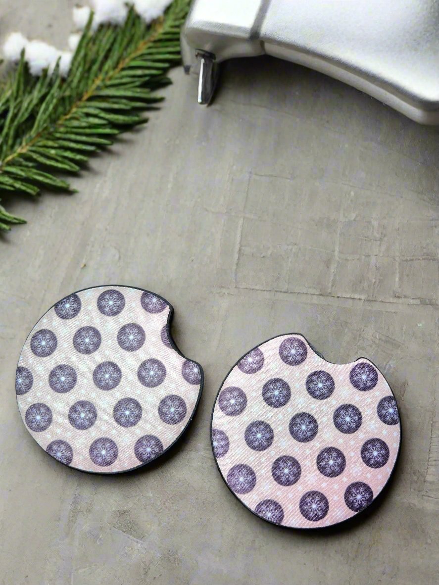 Brown and Black Snowflake Car Coasters