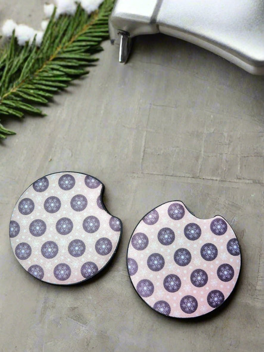 Brown and Black Snowflake Car Coasters